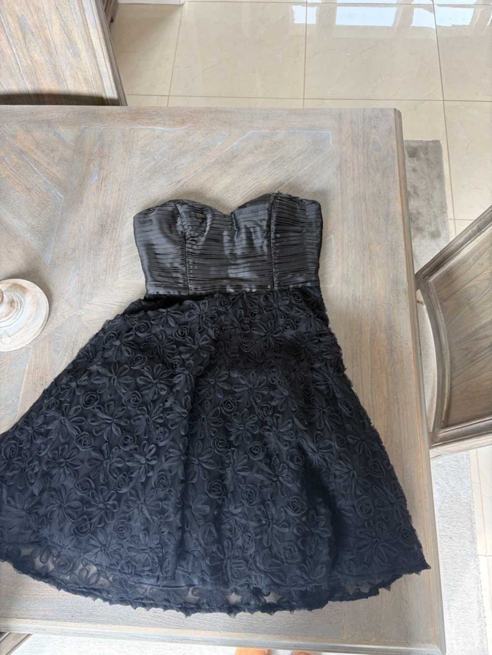 Aidan Mattox Black Strapless Midi Dress